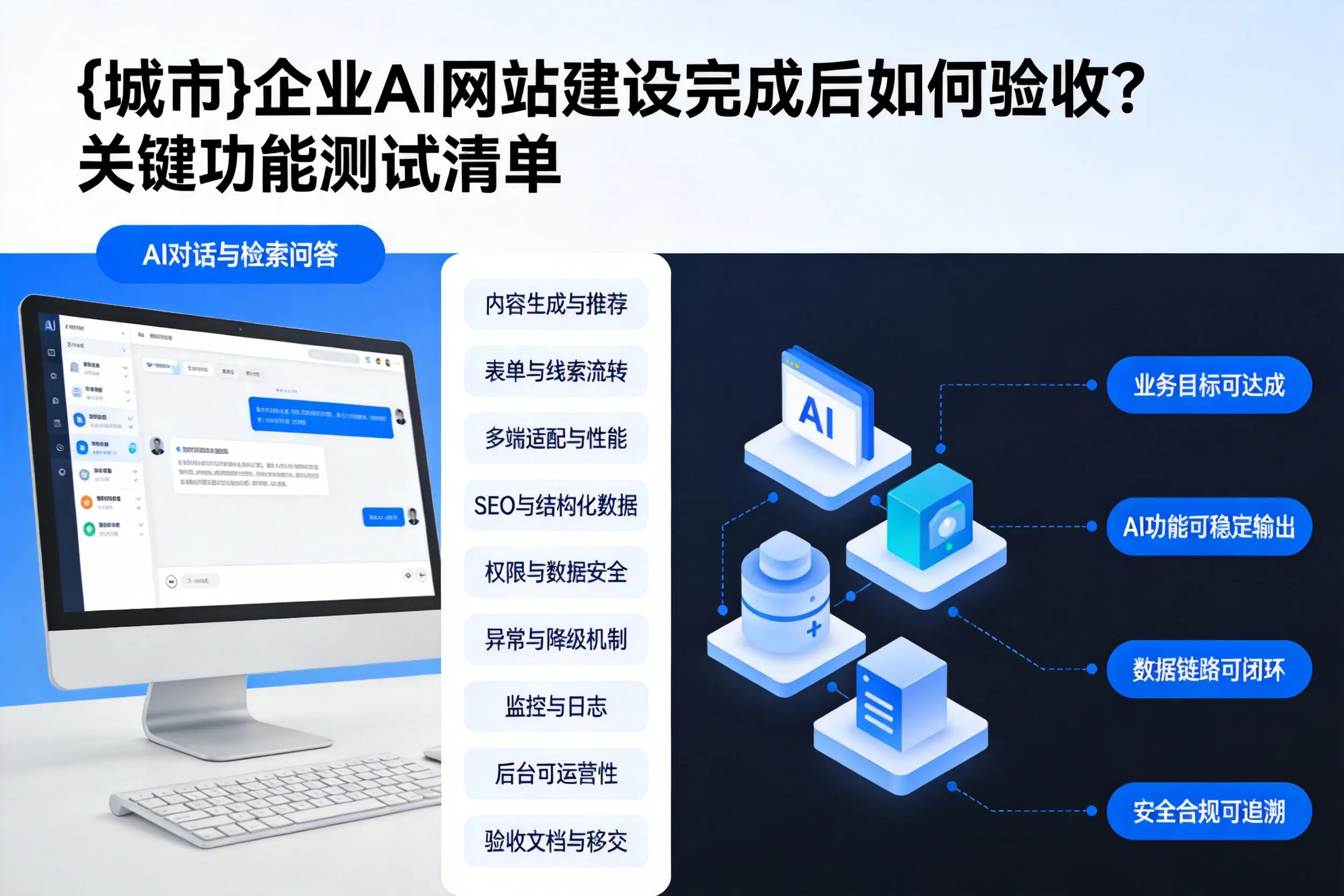 信阳企业AI网站建设完成后如何验收？关键功能测试清单