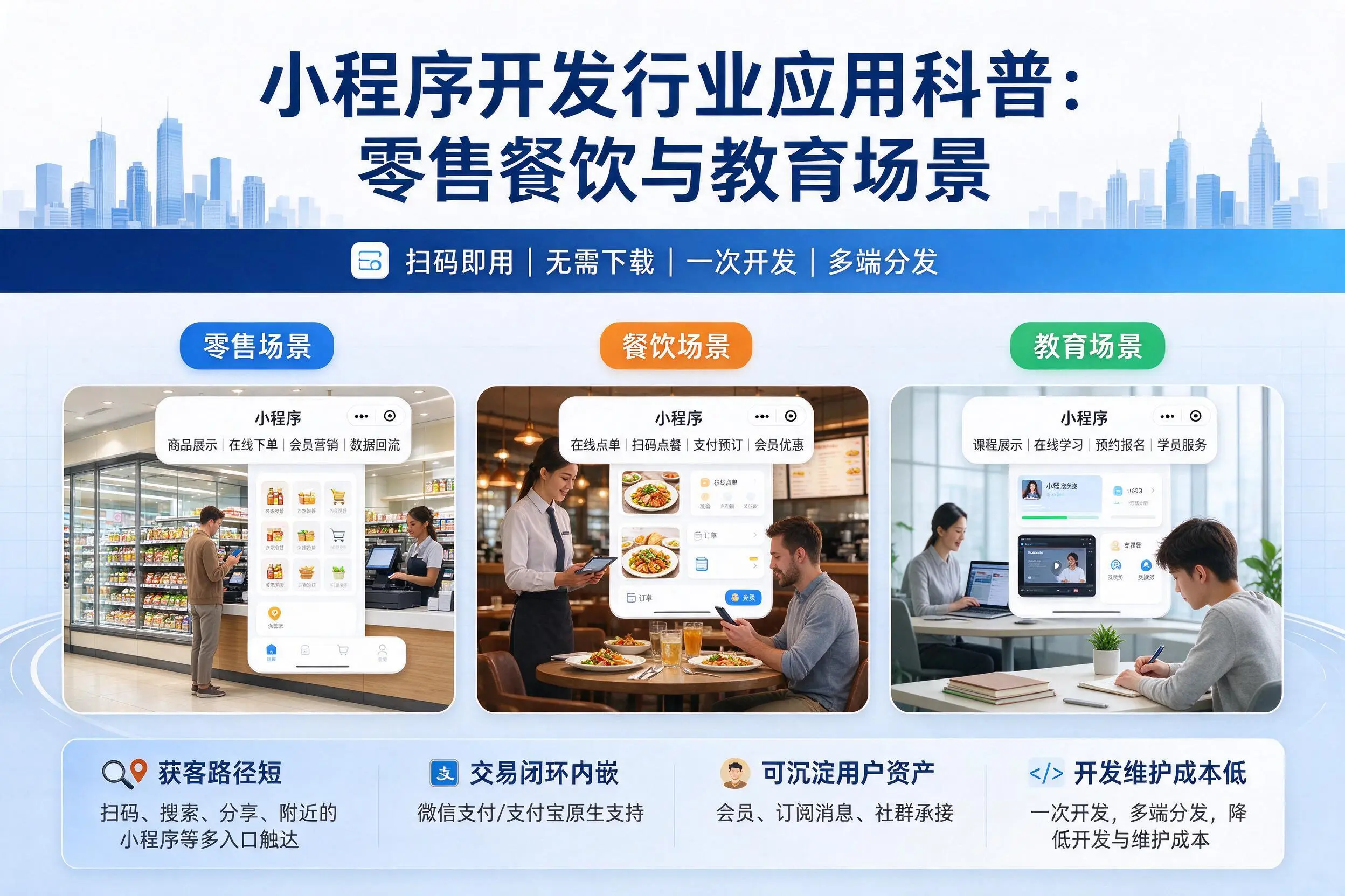 信阳小程序开发行业应用科普：零售餐饮与教育场景