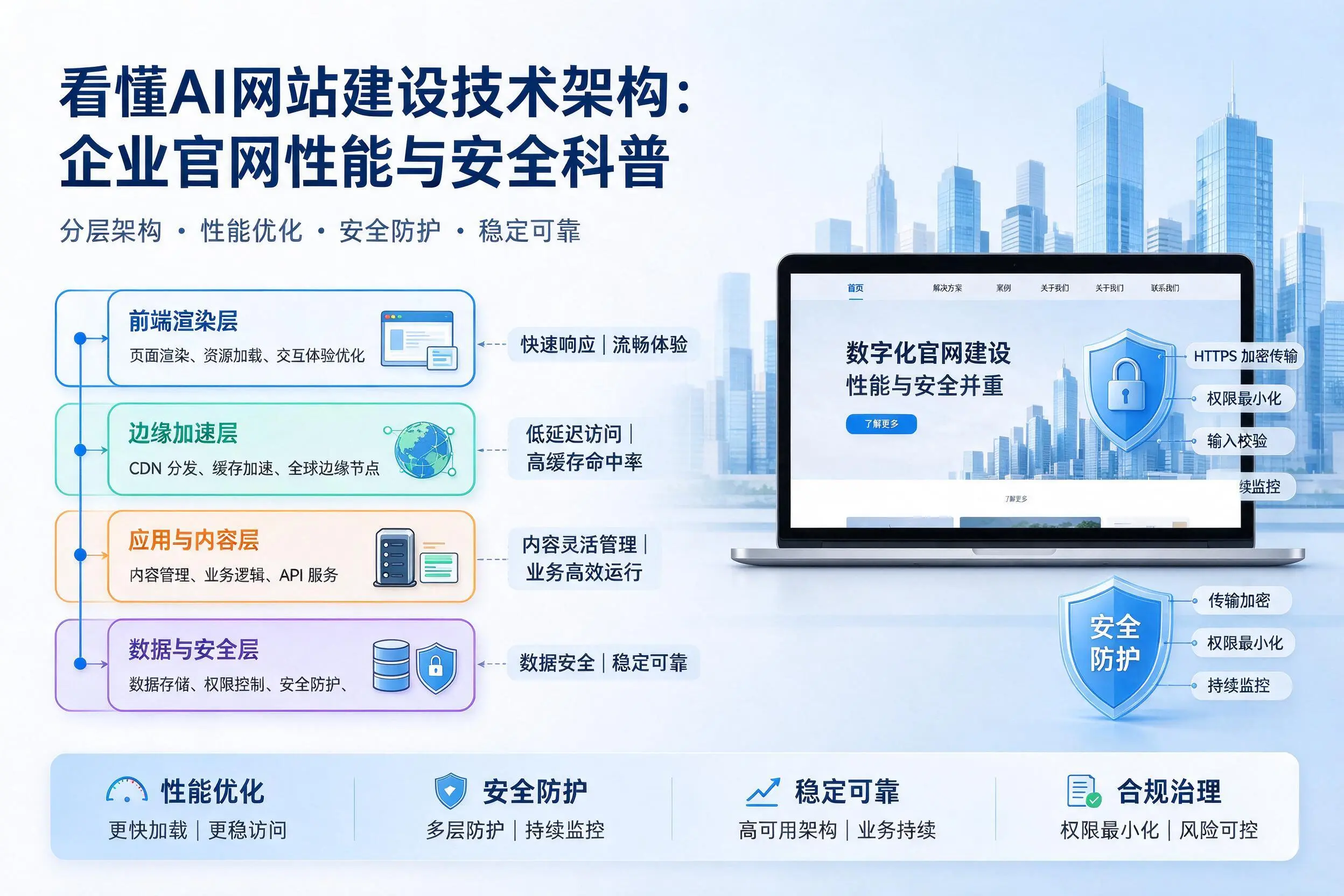 看懂AI网站建设技术架构:信阳企业官网性能与安全科普
